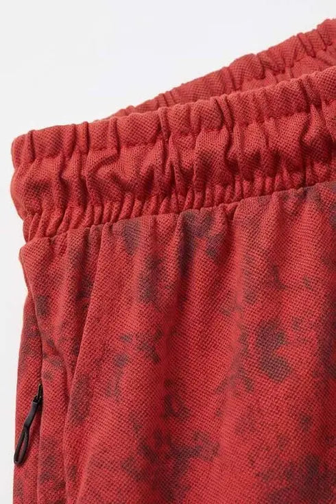 Rear view of men’s red printed casual shorts with elastic waistband Wearo Shorts